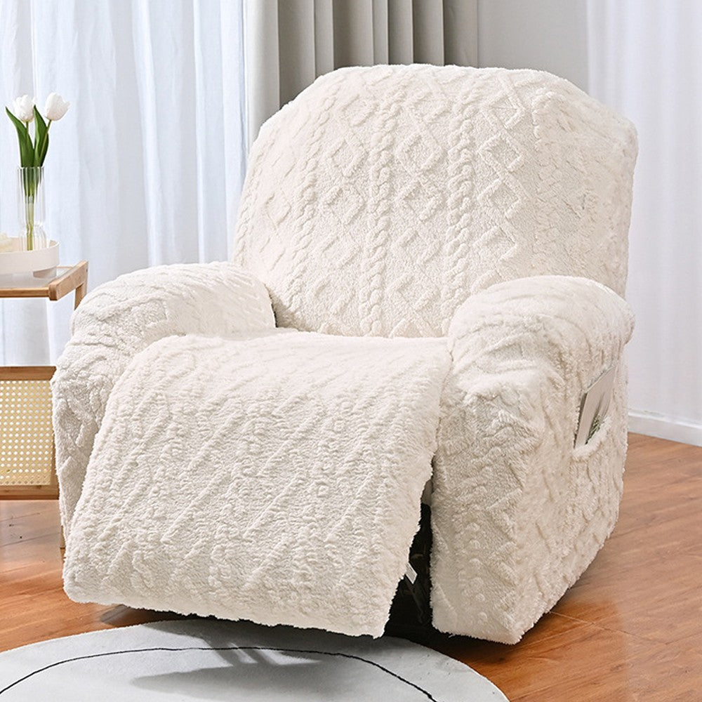 Stretch Recliner Cover Lift Reclining Cover Recliner Slipcovers with Side Pocket Beige
