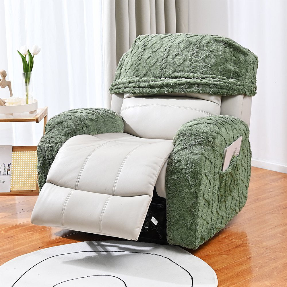 Stretch Recliner Cover Lift Reclining Cover Recliner Slipcovers with Side Pocket Green