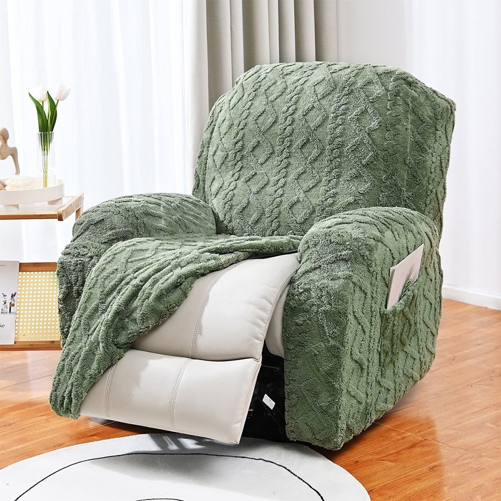 Stretch Recliner Cover Lift Reclining Cover Recliner Slipcovers with Side Pocket Green