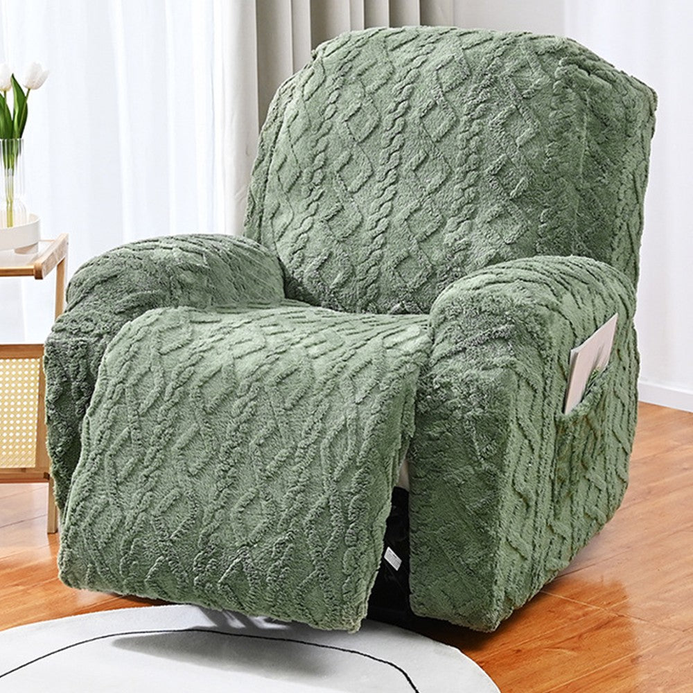 Stretch Recliner Cover Lift Reclining Cover Recliner Slipcovers with Side Pocket Green