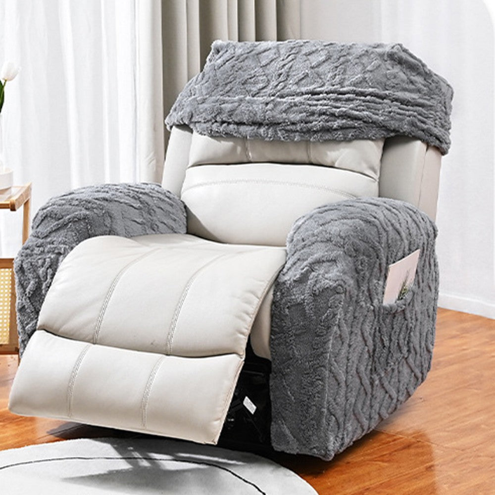 Stretch Recliner Cover Lift Reclining Cover Recliner Slipcovers with Side Pocket Grey