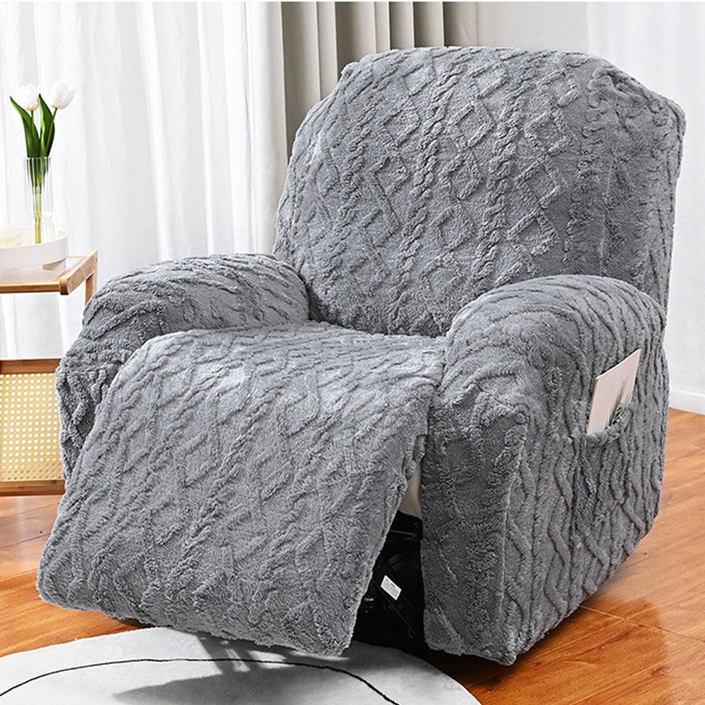 Stretch Recliner Cover Lift Reclining Cover Recliner Slipcovers with Side Pocket Grey