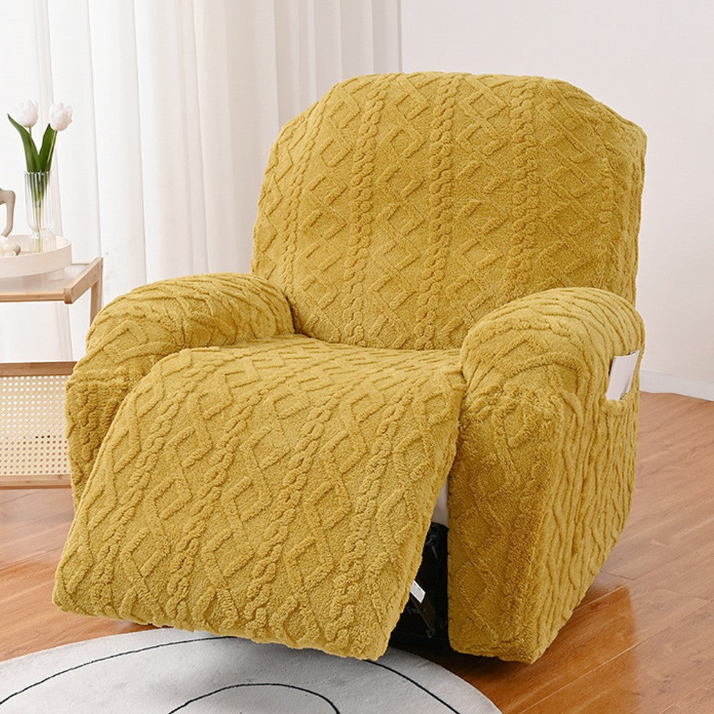 Stretch Recliner Cover Lift Reclining Cover Recliner Slipcovers with Side Pocket Yellow