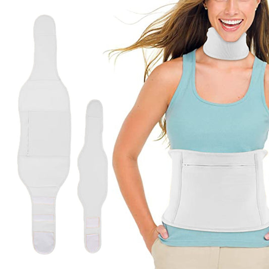 2Pcs Castor Oil Waist Pack and Neck Pack Set Reusable Compress Castor Oil Wrap Pack White