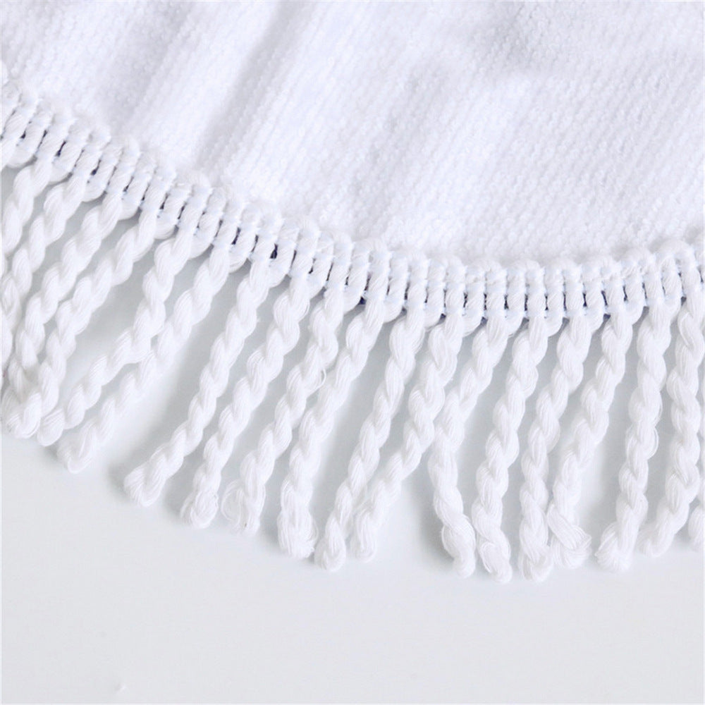 150cm Microfiber Round Beach Towel Tassels Beach Towel Beach Mat Whale Design