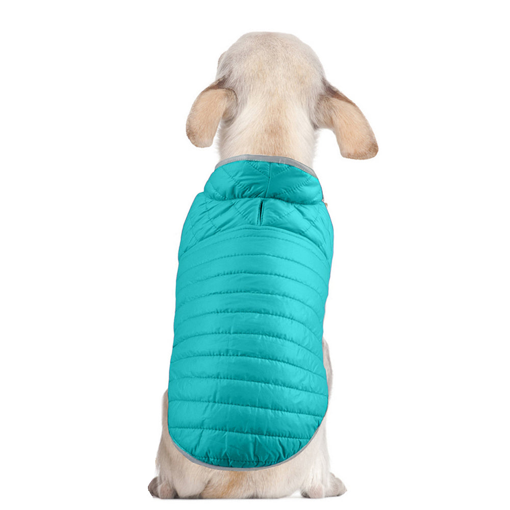 Reversible Dog Jacket Pet Winter Coat Pet Warm Vest Cyan M