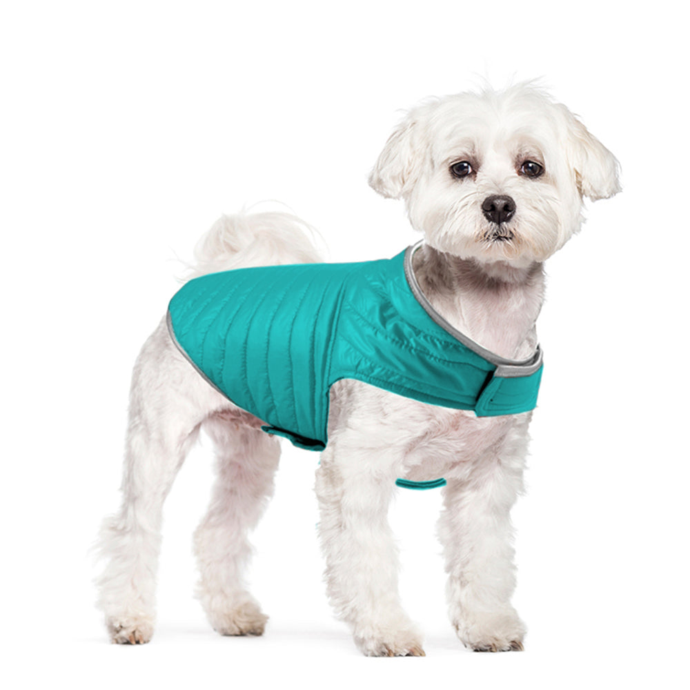 Reversible Dog Jacket Pet Winter Coat Pet Warm Vest Cyan M