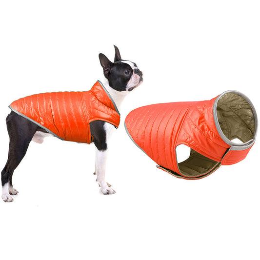 Reversible Dog Jacket Pet Winter Coat Pet Warm Vest Orange M