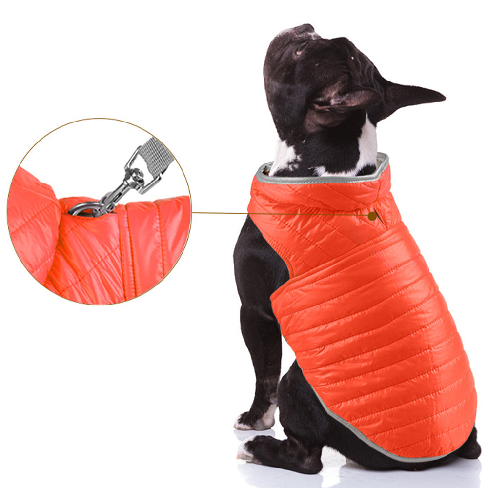 Reversible Dog Jacket Pet Winter Coat Pet Warm Vest Orange XL
