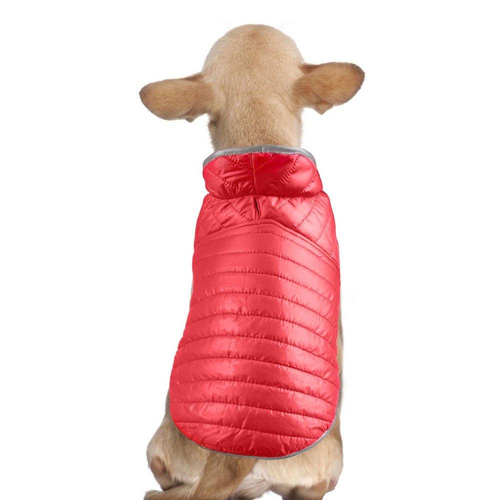Reversible Dog Jacket Pet Winter Coat Pet Warm Vest Red XL