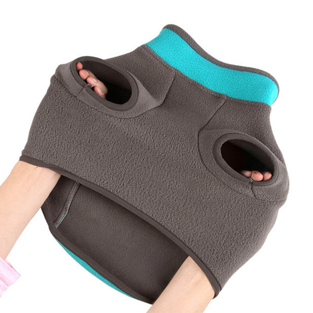 Fleece Dog Vest Jacket Pullover Dog Sweaters Pet Fleece Clothes Cyan L