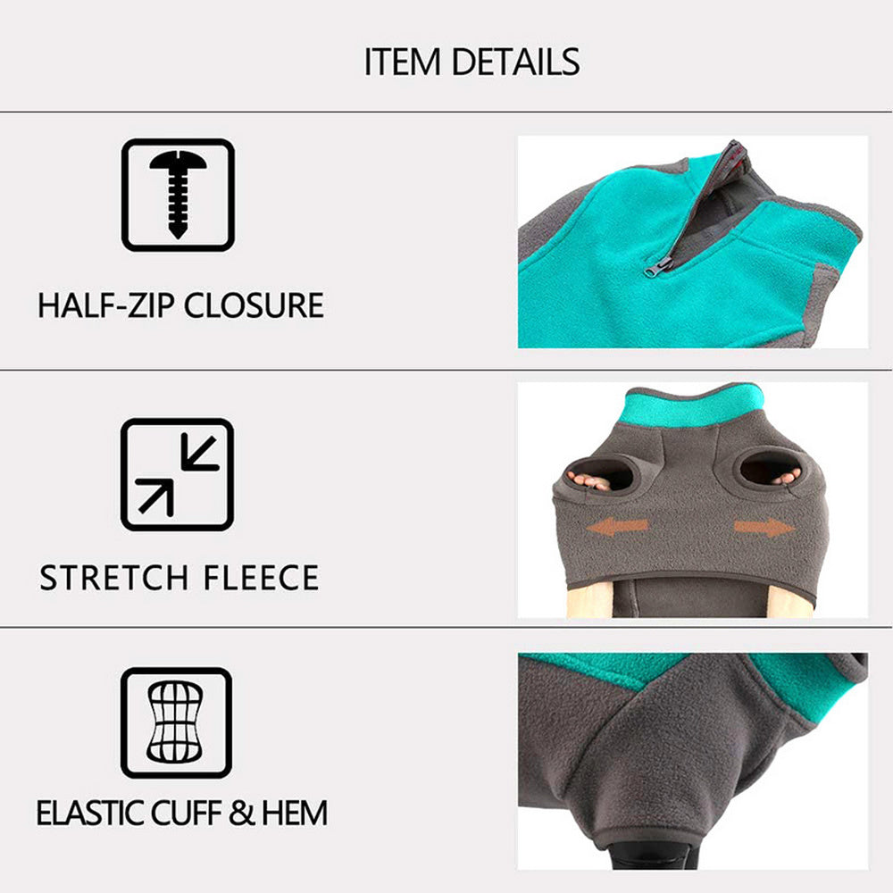 Fleece Dog Vest Jacket Pullover Dog Sweaters Pet Fleece Clothes Cyan M