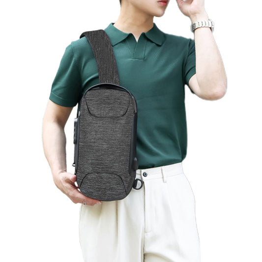 Crossbody Bag Anti-theft Combination Lock Chest Bag with USB Port Dark Grey