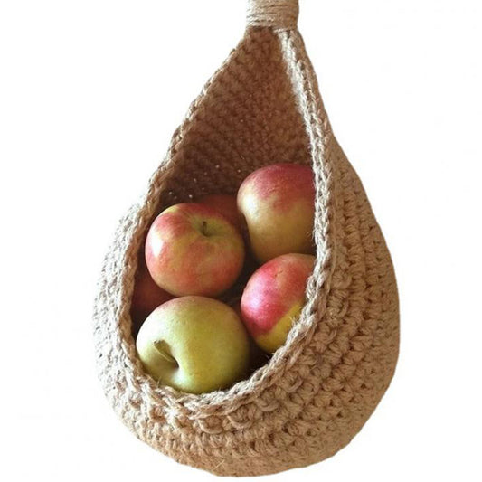 20cm Wall Hanging Vegetable Fruit Basket Woven Kitchen Organizer Bag