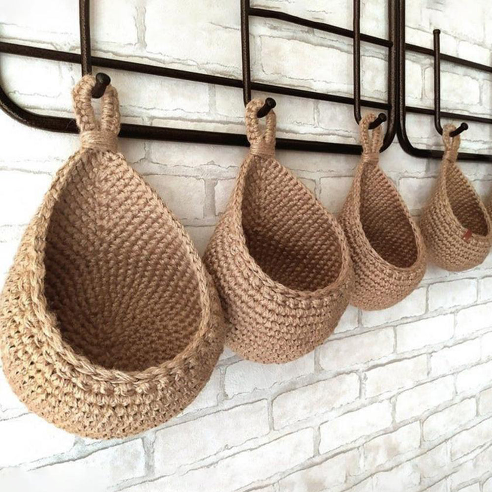 20cm Wall Hanging Vegetable Fruit Basket Woven Kitchen Organizer Bag