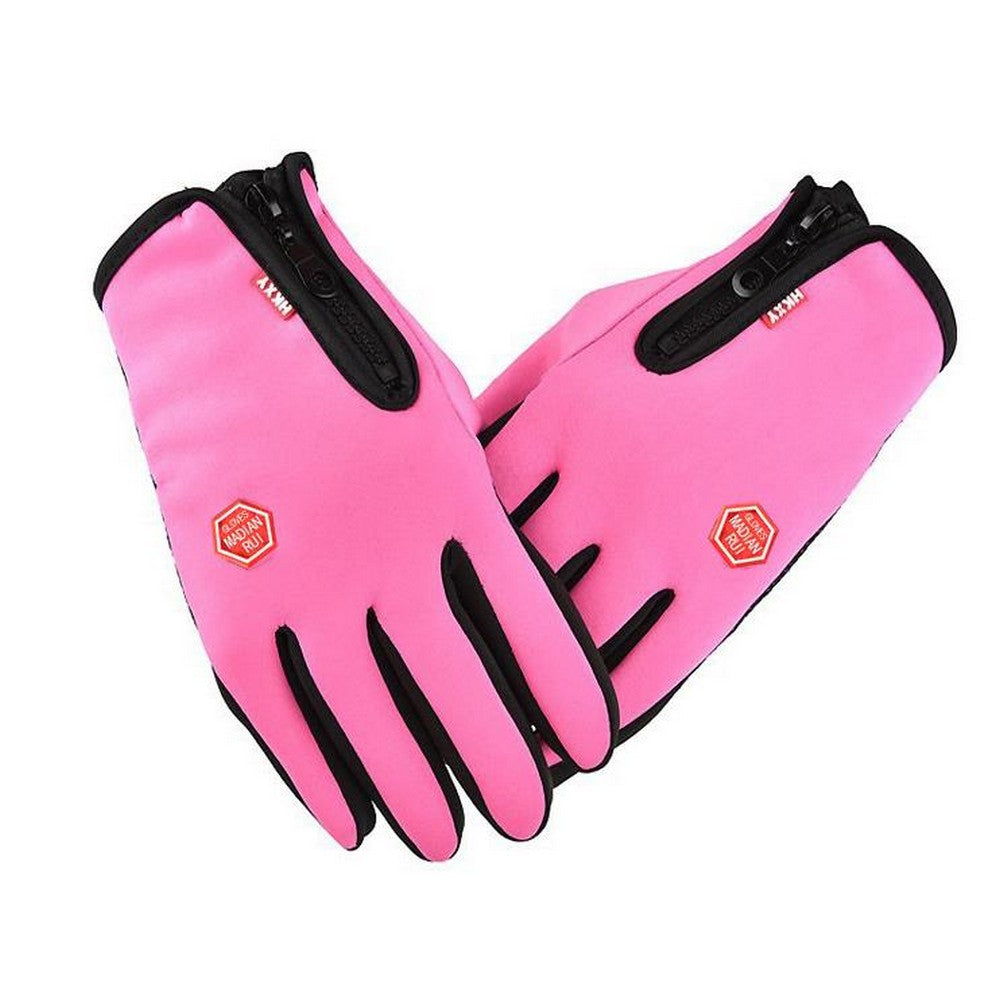 Touch Screen Gloves Water Resistant Windproof Winter Thermal Ski Gloves Pink M