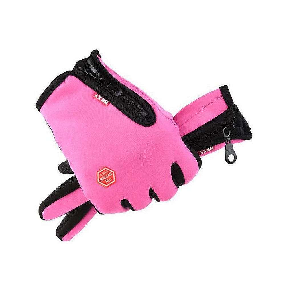 Touch Screen Gloves Water Resistant Windproof Winter Thermal Ski Gloves Pink M