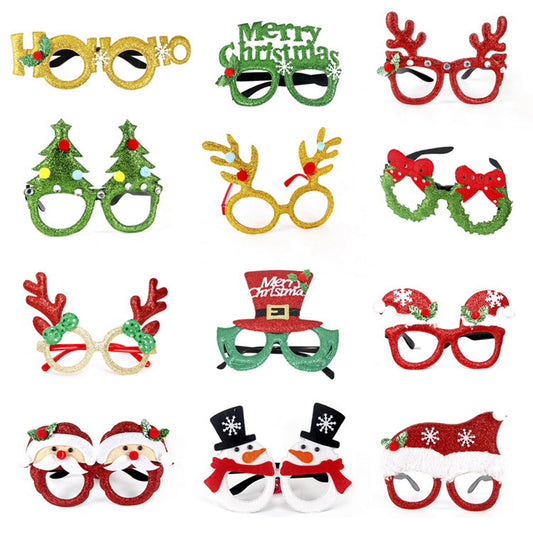 12Pcs Glitter Christmas Eyeglasses Frame