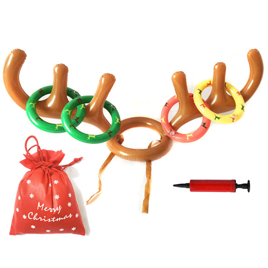 4 Sets of Inflatable Antler Reindeer Hat Ring Toss Game
