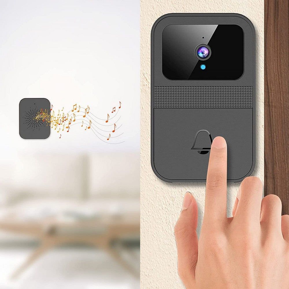 2 X WiFi Doorbell Intelligent Visual Doorbell Wireless Night Vision Safety Doorbell with Dingdong Machine