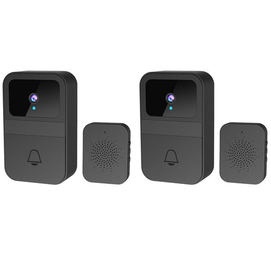 2 X WiFi Doorbell Intelligent Visual Doorbell Wireless Night Vision Safety Doorbell with Dingdong Machine