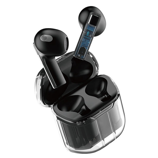 Bluetooth 5.3 Wireless Headphones Sports Earbuds Transparent Earphone Black