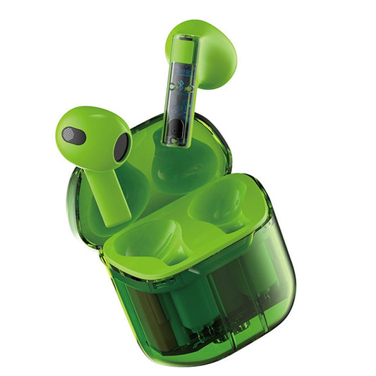 Bluetooth 5.3 Wireless Headphones Sports Earbuds Transparent Earphone Green