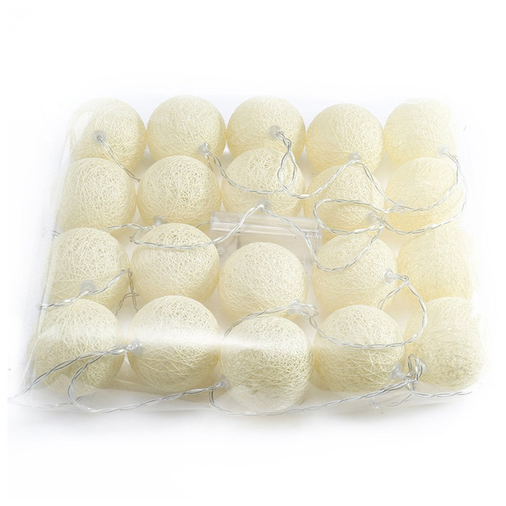 3M 20LED Cotton Ball LED String Light Battery Powered Christmas Decorative Lights - Yellow