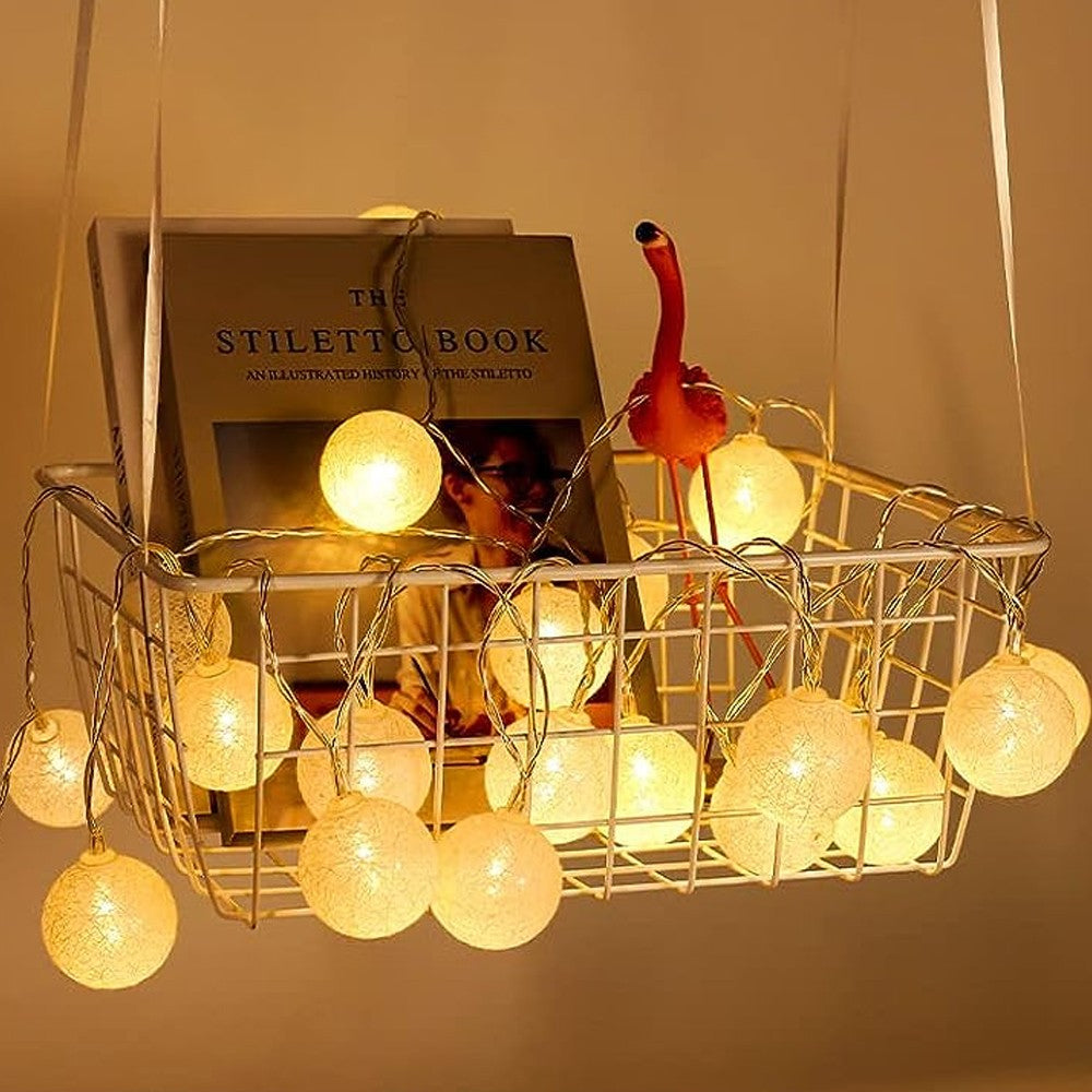 3M 20LED Cotton Ball LED String Light Battery Powered Christmas Decorative Lights - Yellow