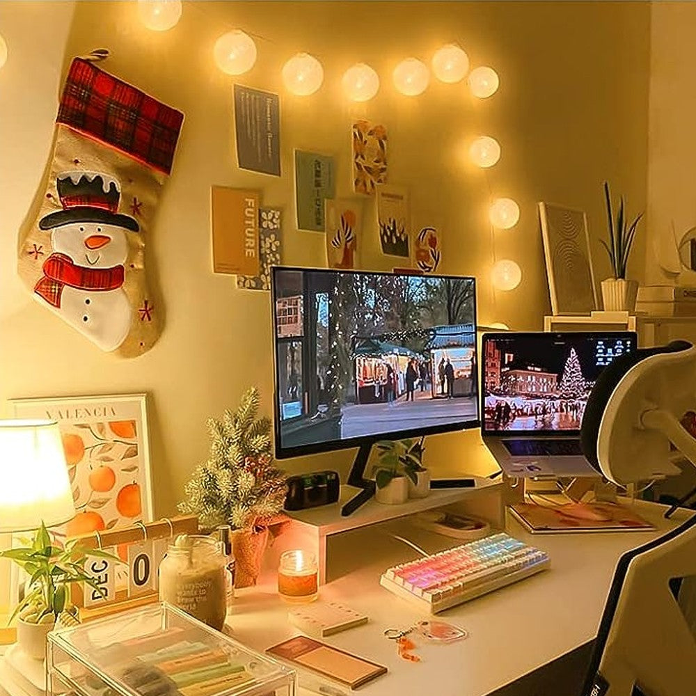 3M 20LED Cotton Ball LED String Light Battery Powered Christmas Decorative Lights - Yellow