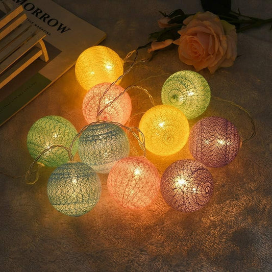 3M 20LED Cotton Ball LED String Light Battery Powered Christmas Decorative Lights - Blue+green