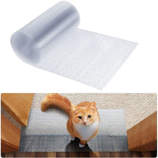 38x100cm Clear Cat Carpet Protector Plastic Pets Scratch Stopper Non-Slip Floor Rugs Protector