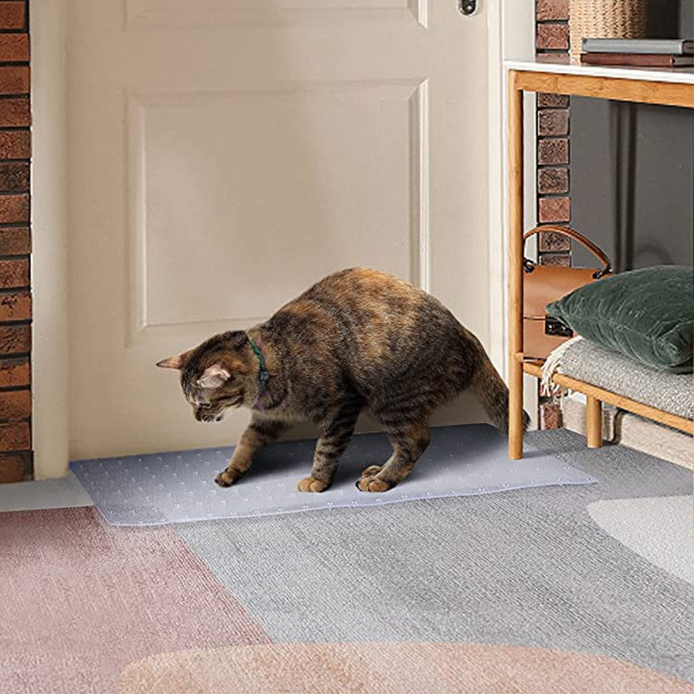 38x100cm Clear Cat Carpet Protector Plastic Pets Scratch Stopper Non-Slip Floor Rugs Protector