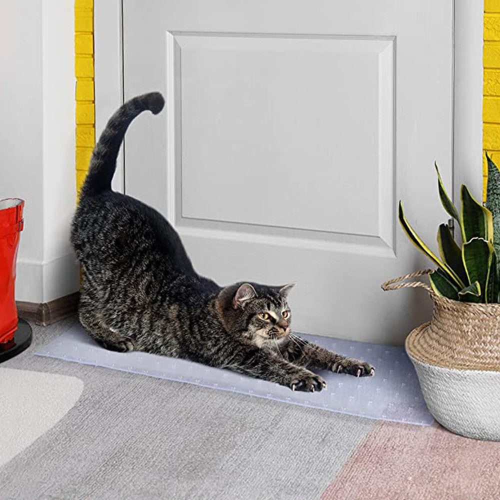 38x100cm Clear Cat Carpet Protector Plastic Pets Scratch Stopper Non-Slip Floor Rugs Protector