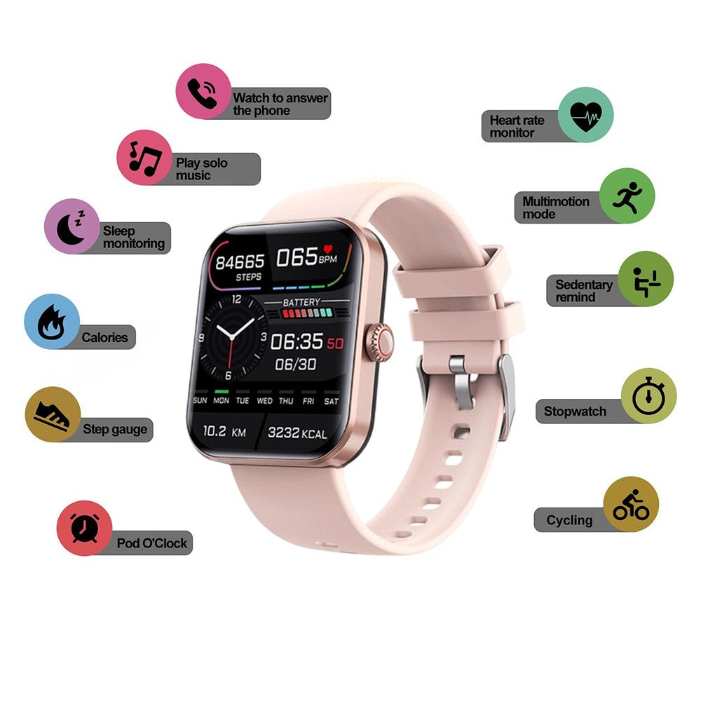 F57L Bluetooth Smart Watch Sports Watch Fitness Tracker Heart Rate Monitor Pink
