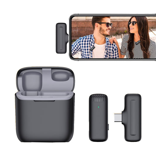 Wireless Lavalier Lapel Microphone with Charging Case for Type-C Interface Phone