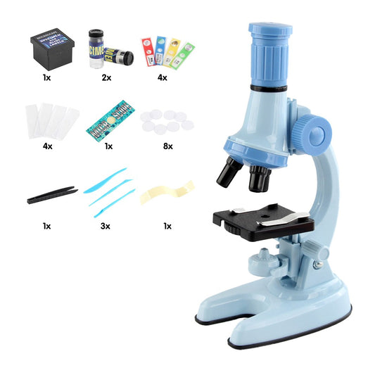 1200X Magnification Kids Microscope Toy Kit Biological Microscope Kit for Kids Beginners Blue