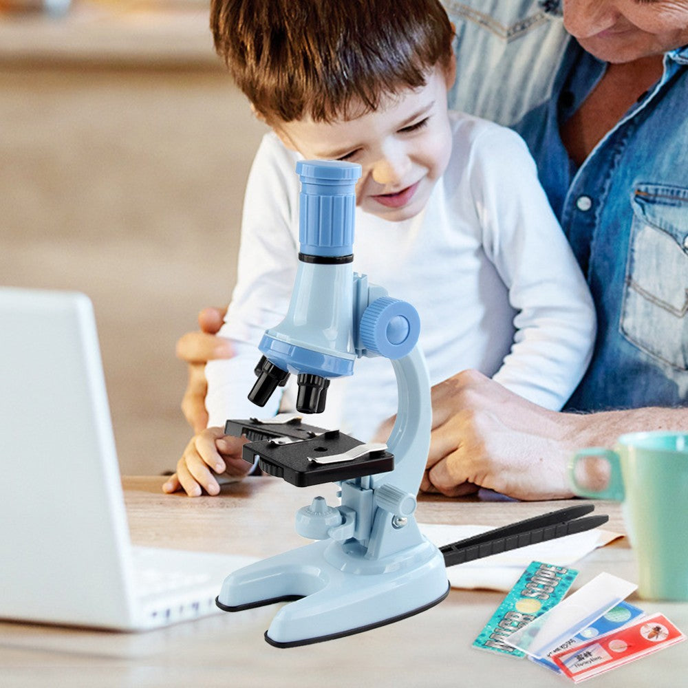 1200X Magnification Kids Microscope Toy Kit Biological Microscope Kit for Kids Beginners Blue