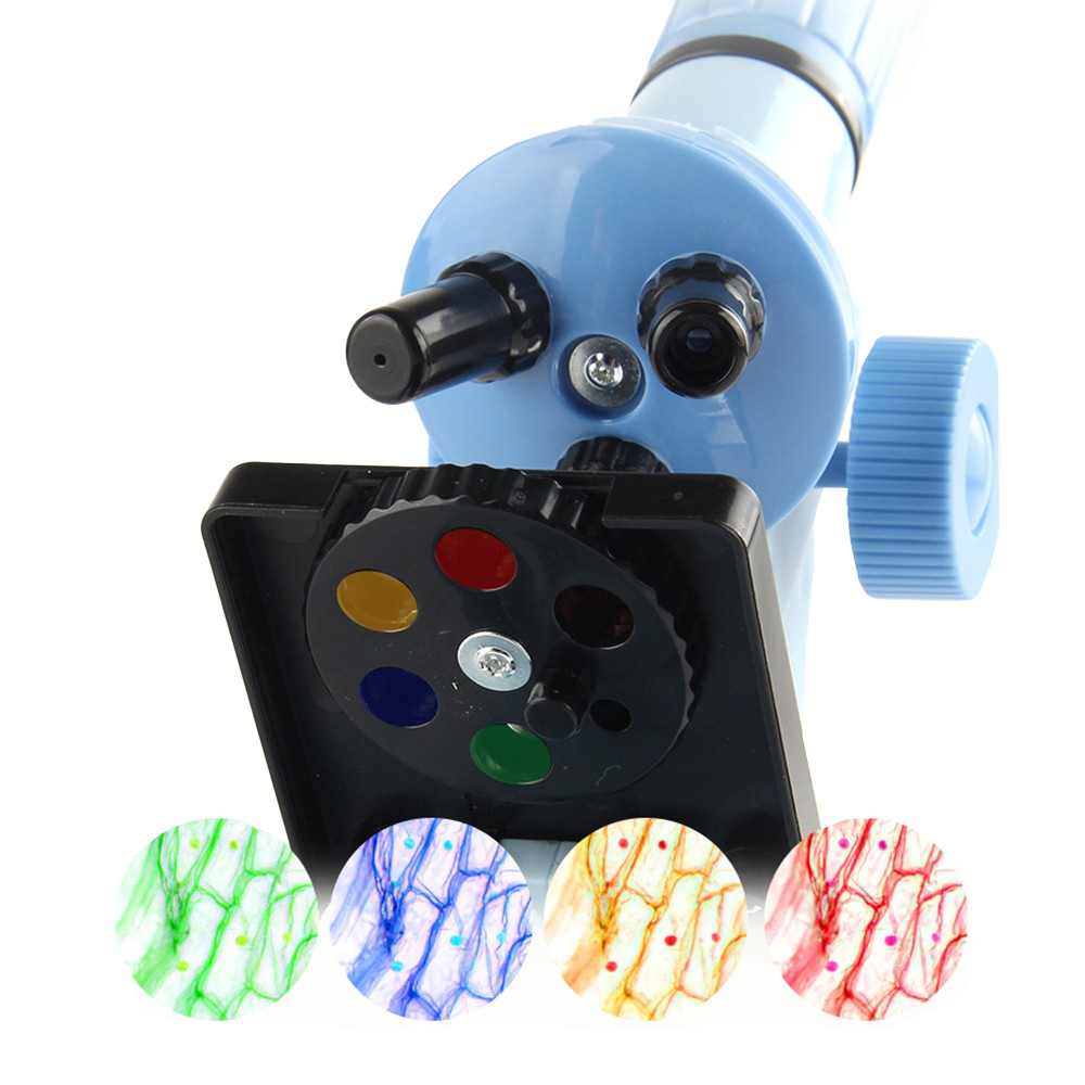 1200X Magnification Kids Microscope Toy Kit Biological Microscope Kit for Kids Beginners Blue