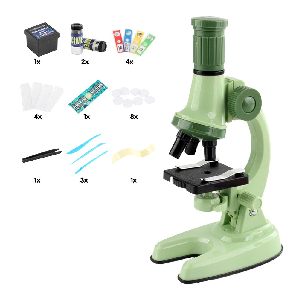 1200X Magnification Kids Microscope Toy Kit Biological Microscope Kit for Kids Beginners Green
