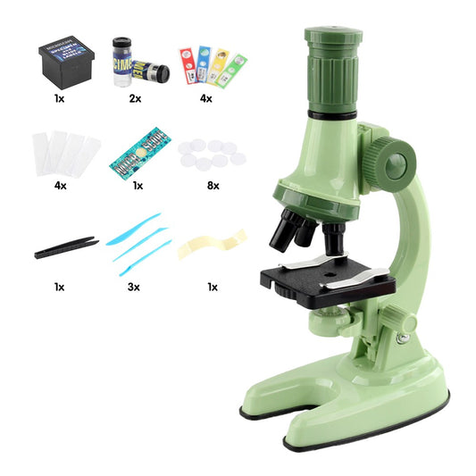 1200X Magnification Kids Microscope Toy Kit Biological Microscope Kit for Kids Beginners Green