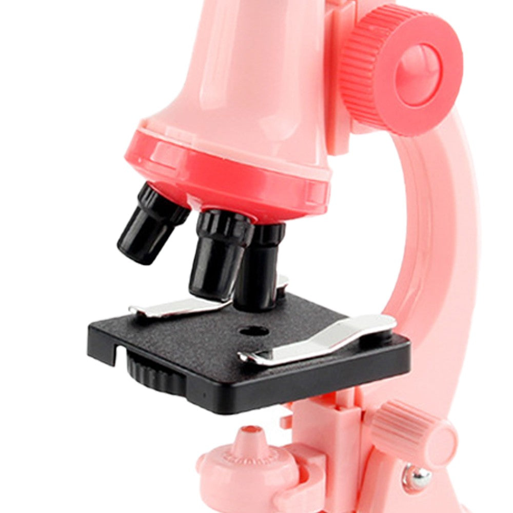 1200X Magnification Kids Microscope Toy Kit Biological Microscope Kit for Kids Beginners Pink