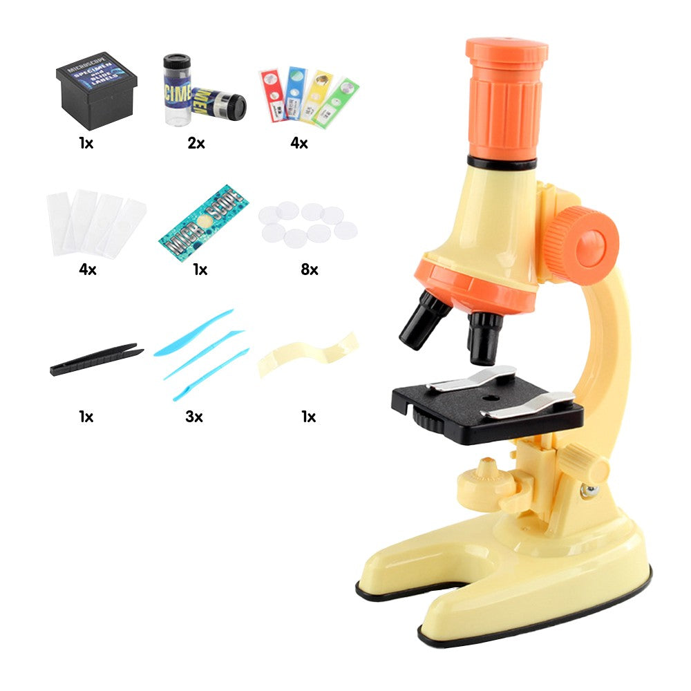 1200X Magnification Kids Microscope Toy Kit Biological Microscope Kit for Kids Beginners Yellow