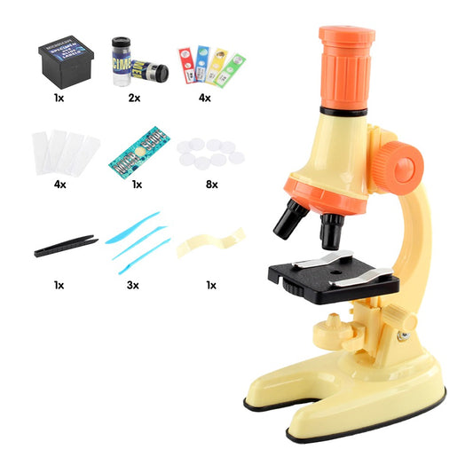 1200X Magnification Kids Microscope Toy Kit Biological Microscope Kit for Kids Beginners Yellow