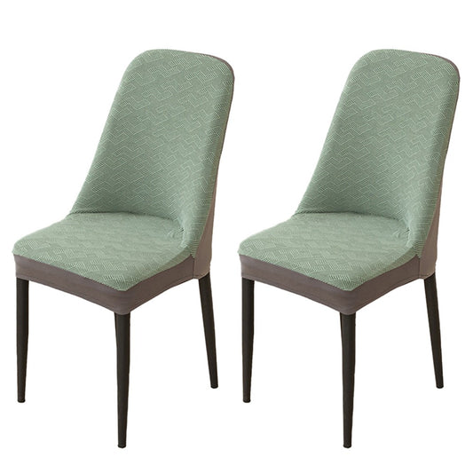 2 X Stretch Jacquard Chair Cover Elastic Curved Dining Chair Slipcover Seat Cover Green