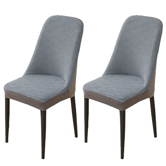 2 X Stretch Jacquard Chair Cover Elastic Curved Dining Chair Slipcover Seat Cover Grey