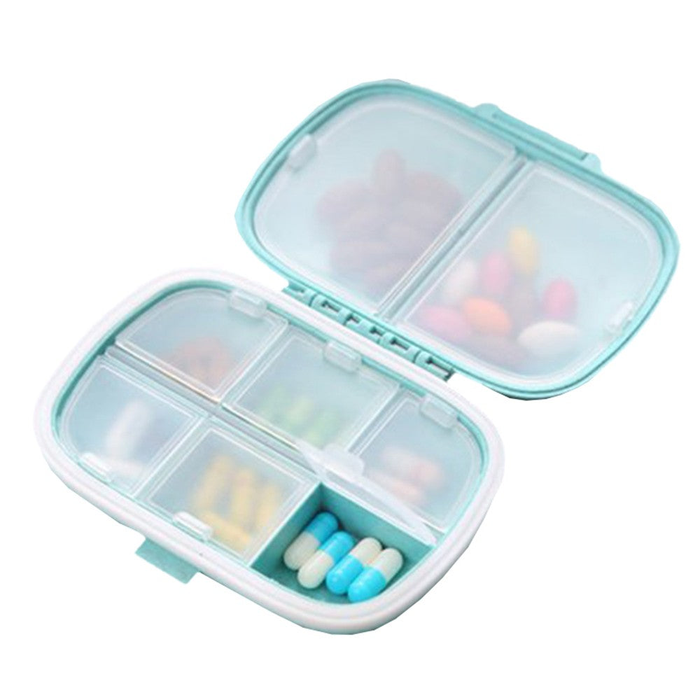 Travel Pill Dispenser Box Medicine Organizer Case Tablet Container Blue