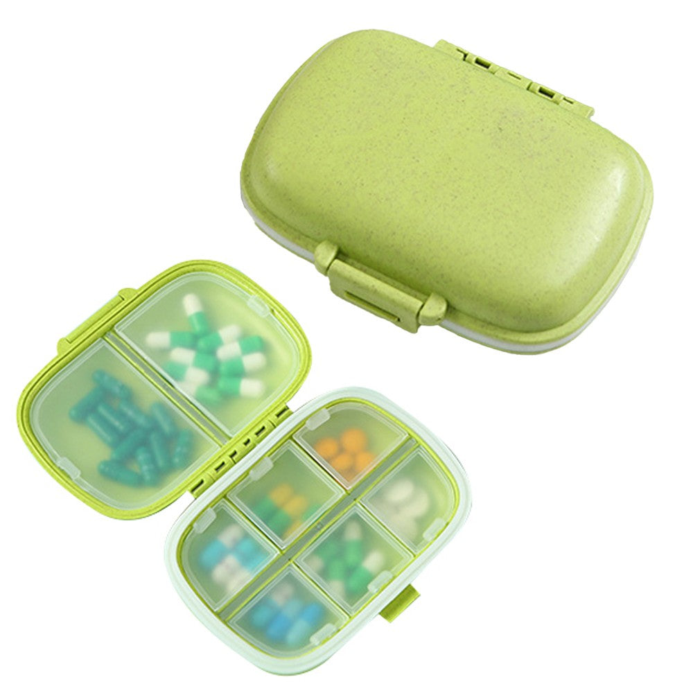 Travel Pill Dispenser Box Medicine Organizer Case Tablet Container Green