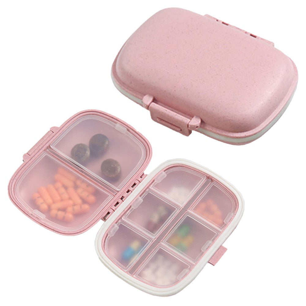 Travel Pill Dispenser Box Medicine Organizer Case Tablet Container Pink
