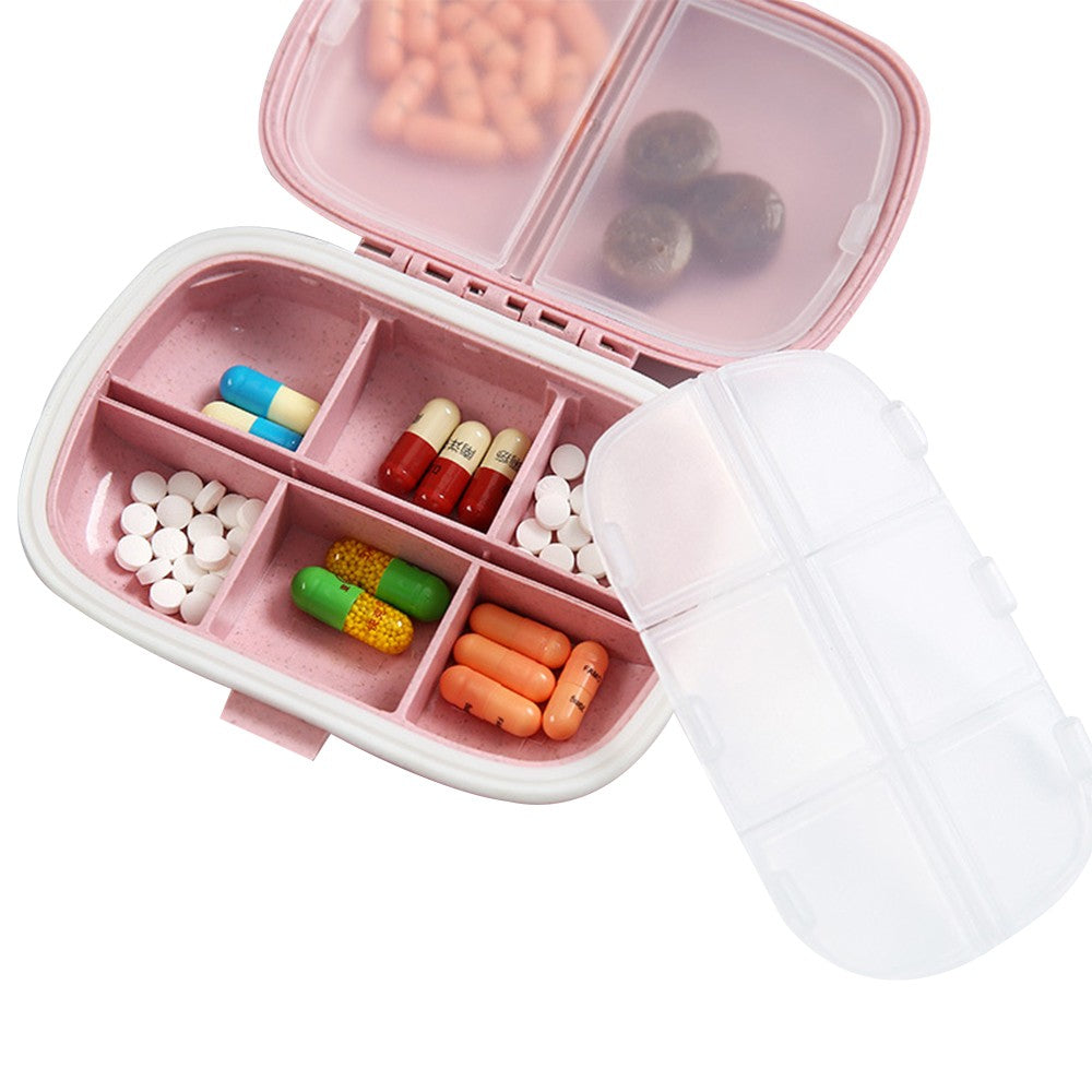 Travel Pill Dispenser Box Medicine Organizer Case Tablet Container Pink